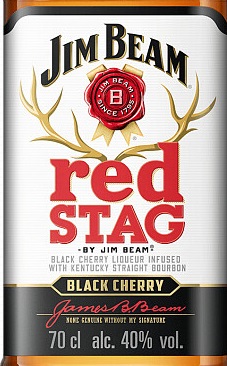 Этикетка Напиток алкогольный "JIM BEAM RED STAG Black cherry" ("ДЖИМ БИМ РЭД СТАГ Блэк Черри"), креп 32,5%, емк 0.7л