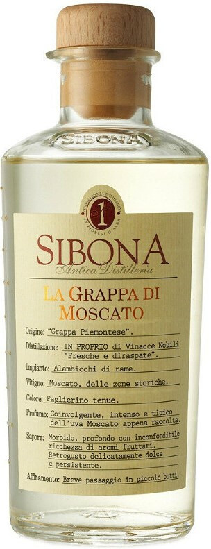 Виноградная водка "Граппа Москато Сибона", креп. 40%, емк  0,5л