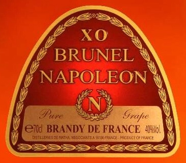 Этикетка БРЕНДИ "Брюнель Наполеон ХО" креп. 40%, емк  0.7л.