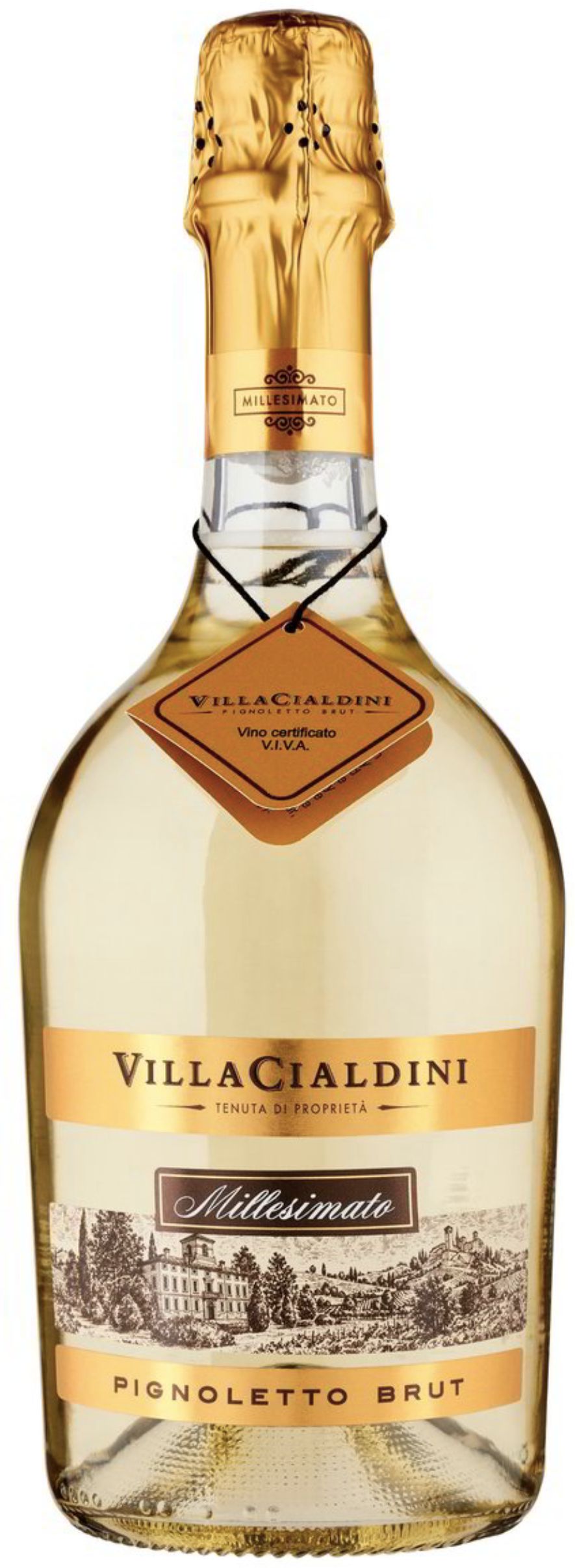 Игристое вино Вилла Чальдини Пиньолетто, белое брют,  0.75 л