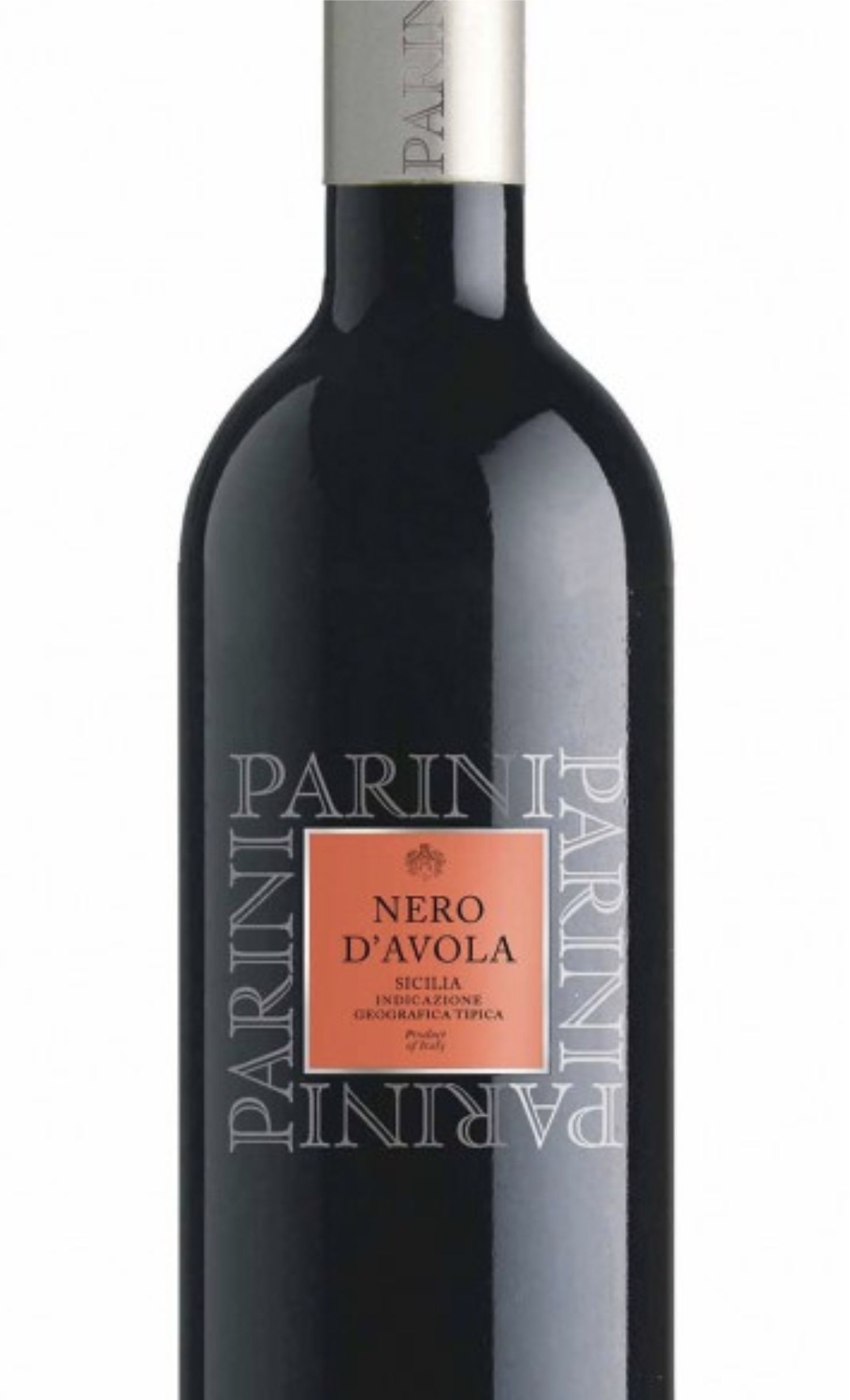 Этикетка Вино защищенного наименования места происхождения DOC Сицилия "Неро Д Авола Парини", красное сухое креп 14%, емк  0,75л
