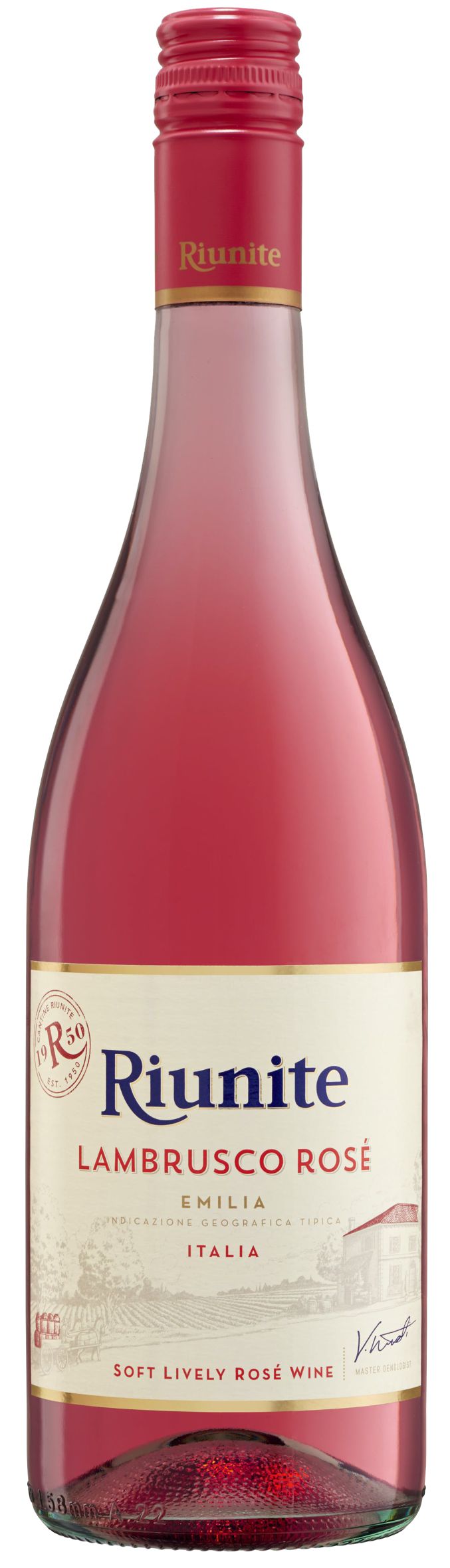 Игристое вино Риуните Ламбруско, розовое полусладкое, 0.75 л