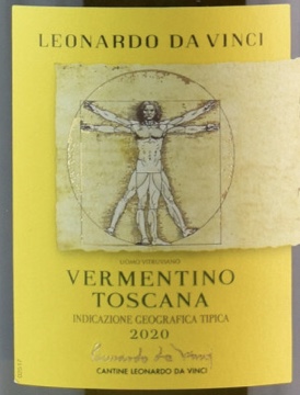 Этикетка ВИНО ординарное сортовое белое сухое АйЖиТи Тоскана "Леонардо Верментино" 2020г креп 12,5%, емк 0.75л.