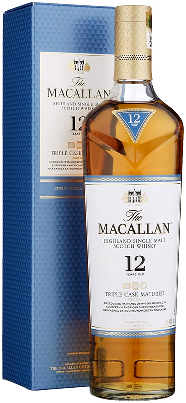Виски шотландский солодовый  "Макаллан Трипл Каск 12 лет" креп 40%, емк  0,75 п/у
