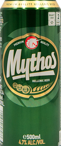 Этикетка Пиво светлое пастеризованное фильтрованное "Митос" креп 5%, емк0,5л ж/б