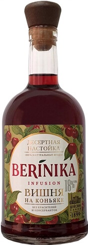 Настойка сладкая "BERINIKA (БЕРИНИКА) Вишня на Коньяке" креп 18%, емк 0,5л