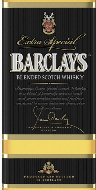 Этикетка Виски шотландский купажированный "Барклайс"/Blended scotch whisky barclays  креп 40%, емк  0,7л