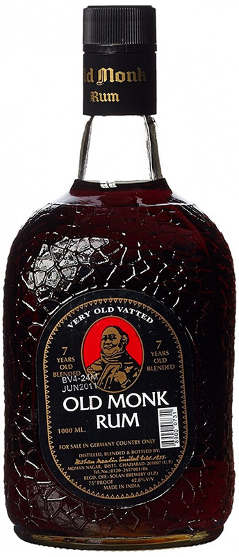 Ром выдержанный "OLD MONK" ("ОЛД МОНК"), выдержка 7 лет  креп 42,8%, емк 1л