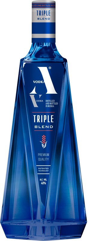 ВОДКА "VODKA A TRIPLE BLEND" ("ВОДКА А ТРИПЛ БЛЕНД") креп 40%, емк 0,5л