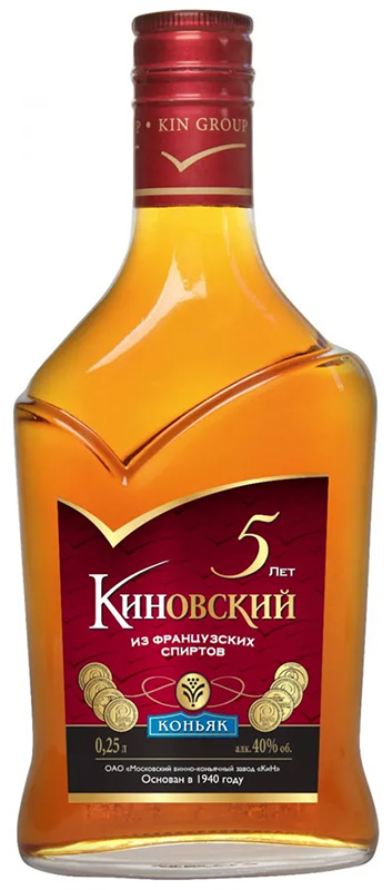 Коньяк пятилетний "КИНОВСКИЙ"  креп 40%, емк 0,25л