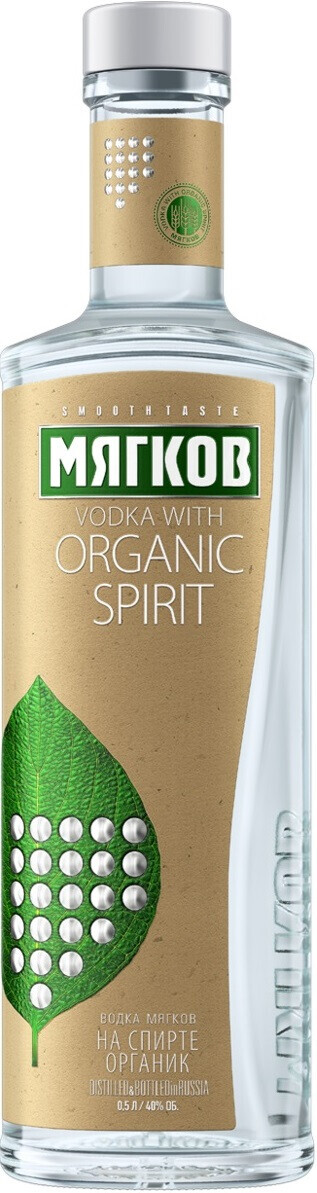 ВОДКА "МЯГКОВ НА СПИРТЕ ОРГАНИК" креп 40%, емк 0.5л.