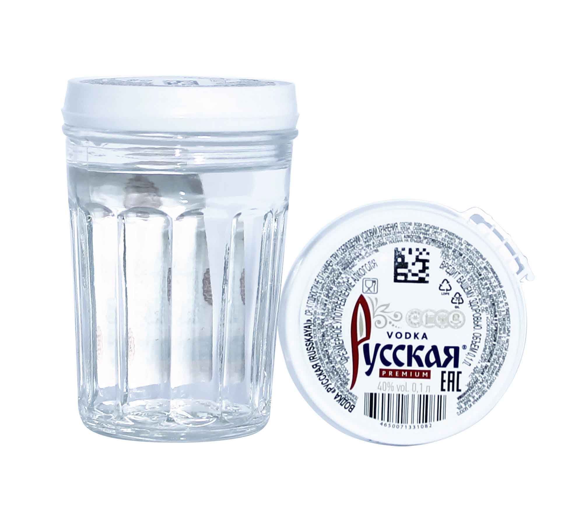ВОДКА "РУССКАЯ (RUSSKAYA)" креп  40%, емк  0.1л.