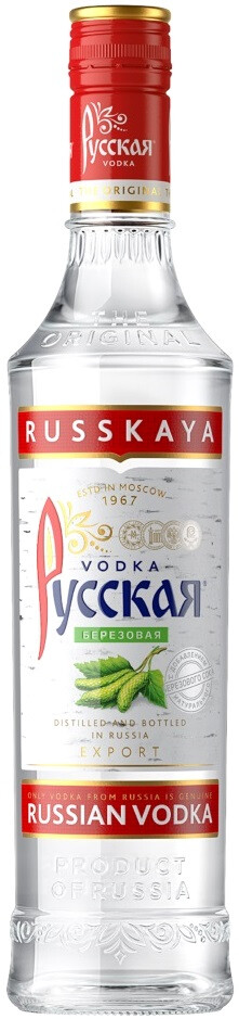 Водка особая "РУССКАЯ. БЕРЕЗОВАЯ"  креп 38%, емк  0.5л