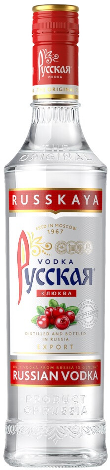 Водка особая "РУССКАЯ. КЛЮКВА"  креп 38%, емк  0.5л