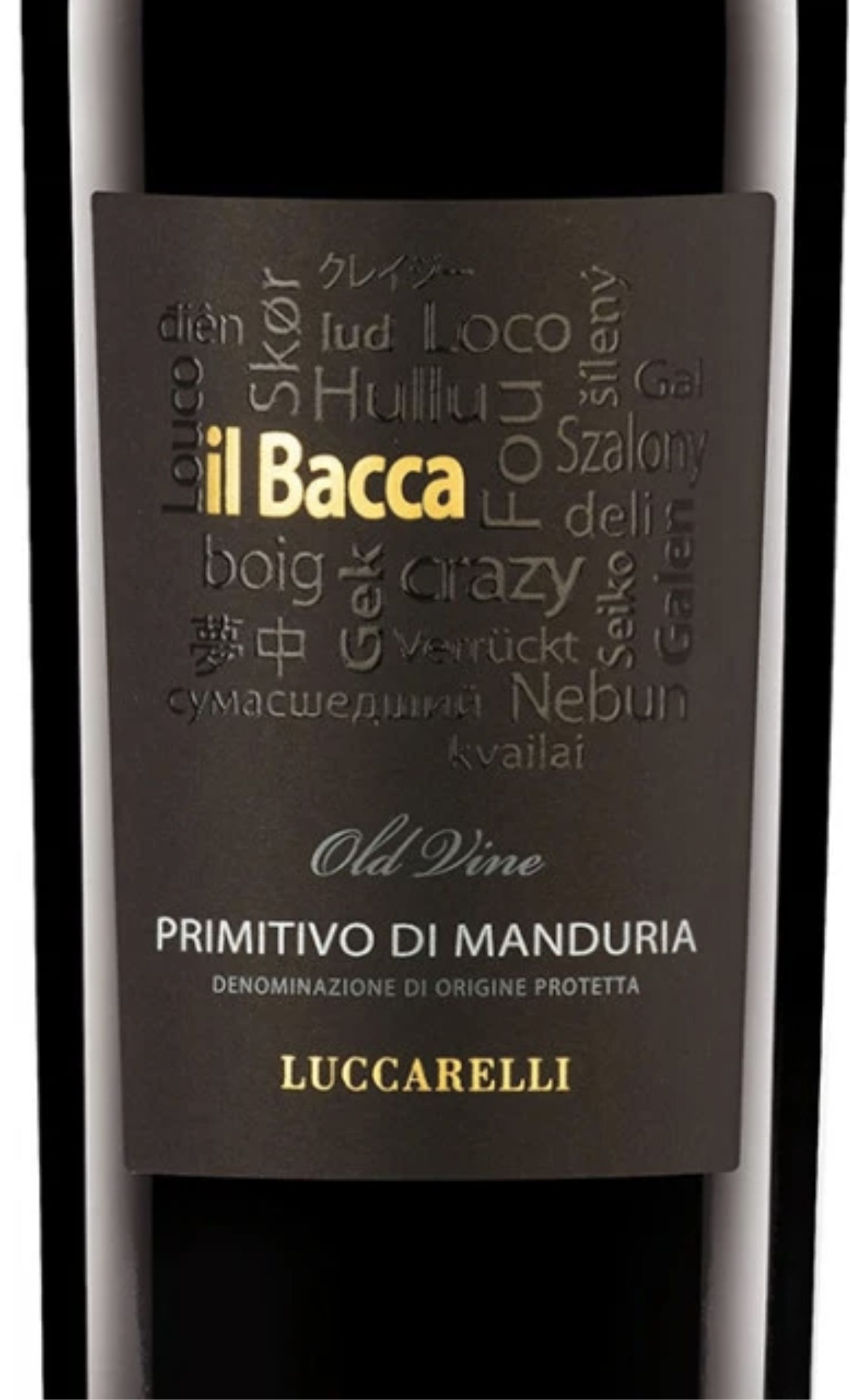 Этикетка Примитиво ди Мандурия. Иль Бакка. Луккарелли полусухое красное,  14,5%об., 0,75