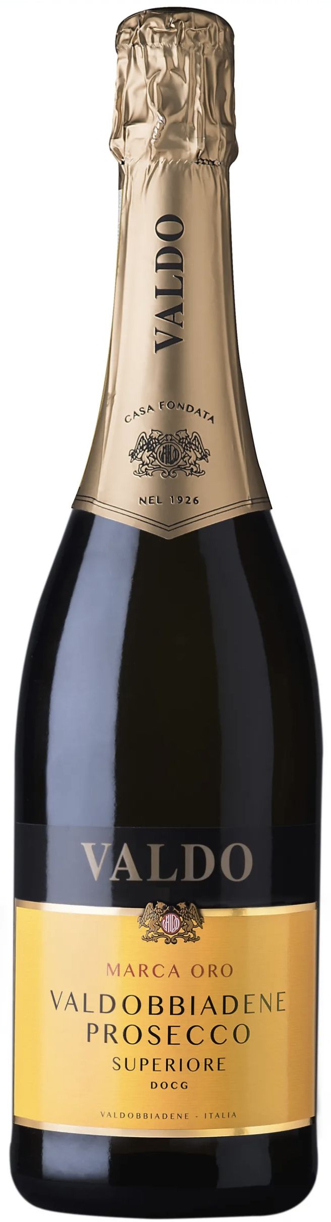 Игристое вино Вальдо "Марка Оро" Вальдоббьядене Просекко Супериоре, белое брют, 0.75 л