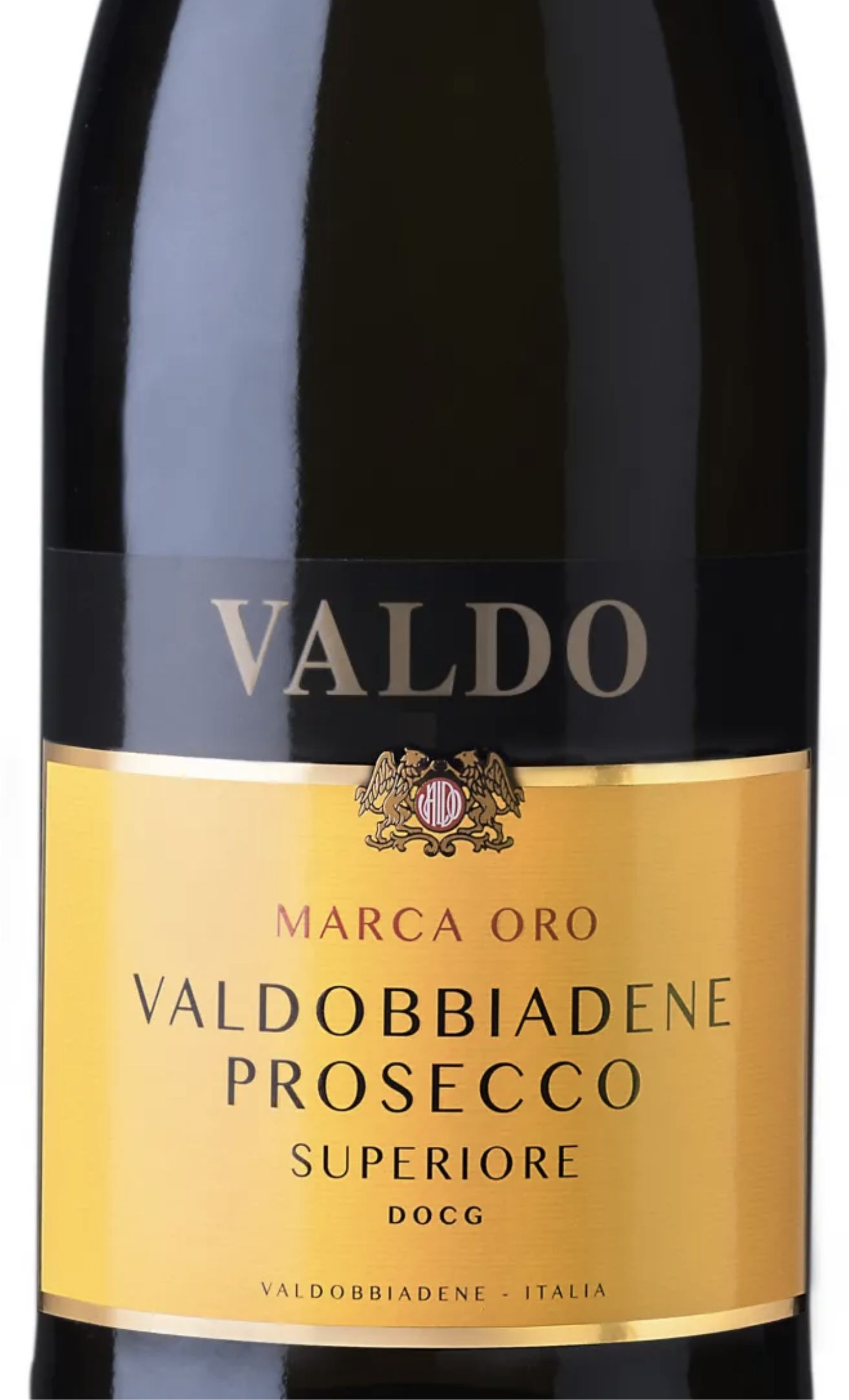 Этикетка Игристое вино Вальдо "Марка Оро" Вальдоббьядене Просекко Супериоре, белое брют, 0.75 л