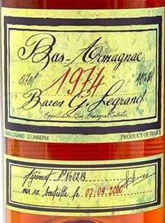 Этикетка Бренди Барон Г. Легран Ба Арманьяк 1974 0,7л