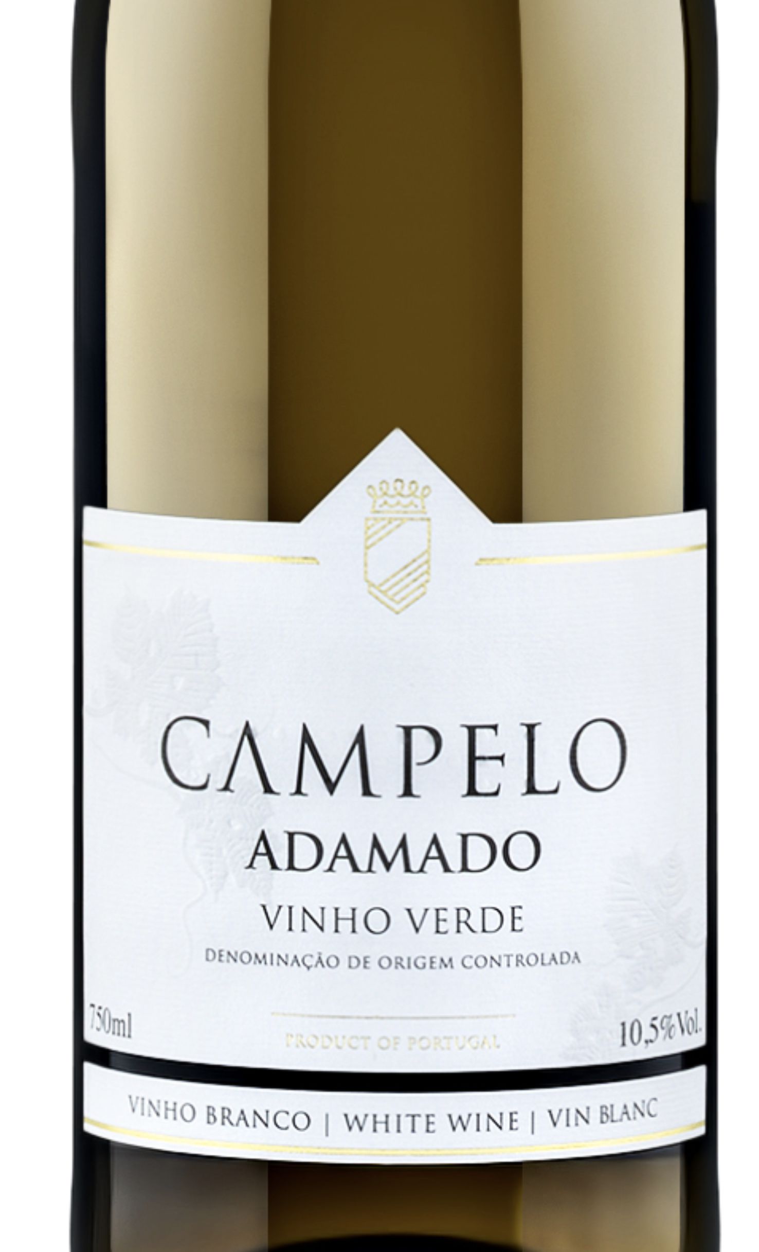 Этикетка Вино  ординарное полусухое белое Кампело Адамадо Виньо Верде креп 10,5%, емк 0,75.