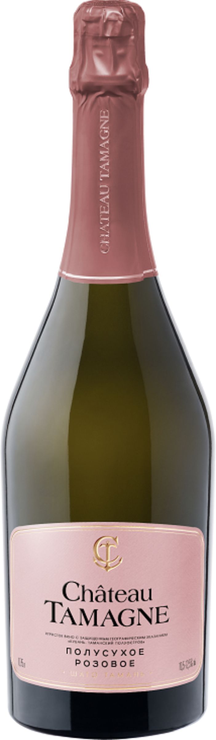 Игристое вино Шато Тамань "Роза Тамани", розовое полусухое, 0.75 л