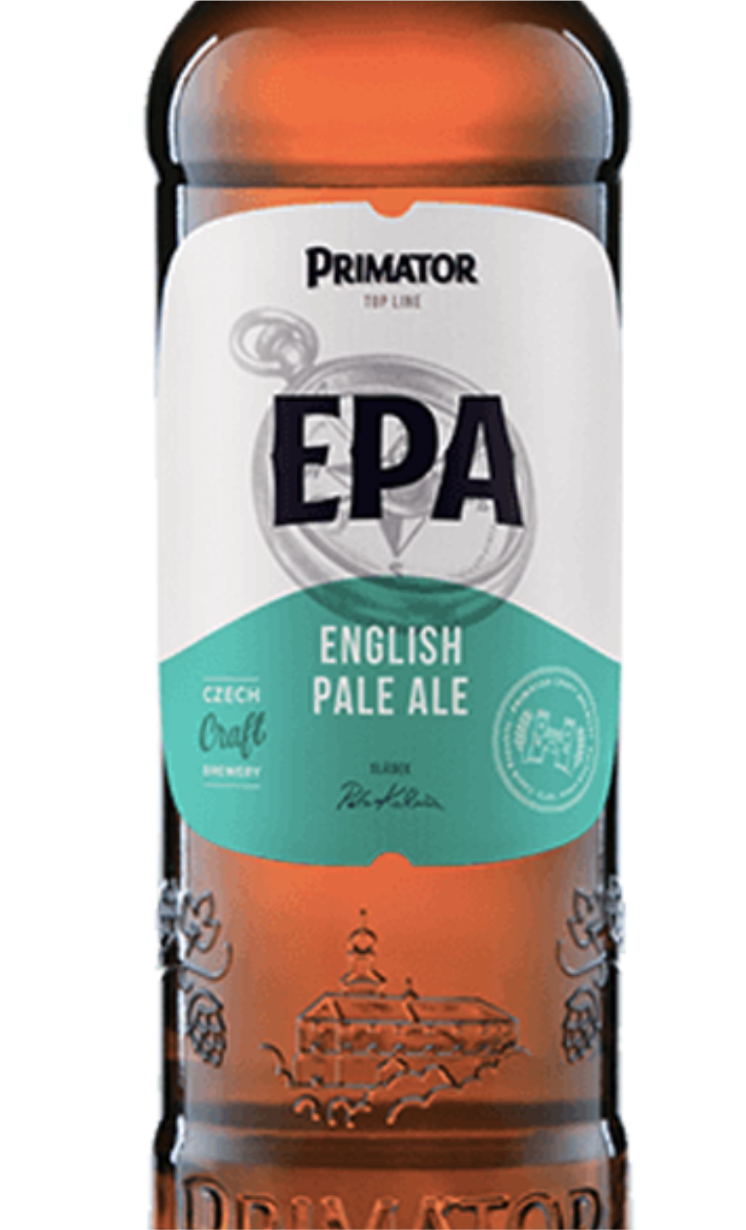 Этикетка Пиво Приматор ЕПА солодовое светл. пастеризован. фильтрован. 0,5л бут. алк., 5,0%