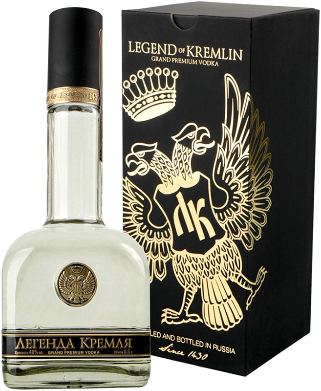 ВОДКА "ЛЕГЕНДА КРЕМЛЯ" креп 40%, емк 0,5л в п/у
