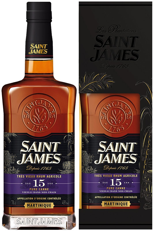 Ром выдержанный "Сент Джеймс Агриколь Тре Вьё 15-летний. Мартиника АОС" креп. 43%,  емк 0,7л п/у
