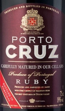 Этикетка Крепленое вино крепкое (портвейн) марочное "Порто Круз Руби", креп. 19%, емк 0,75л