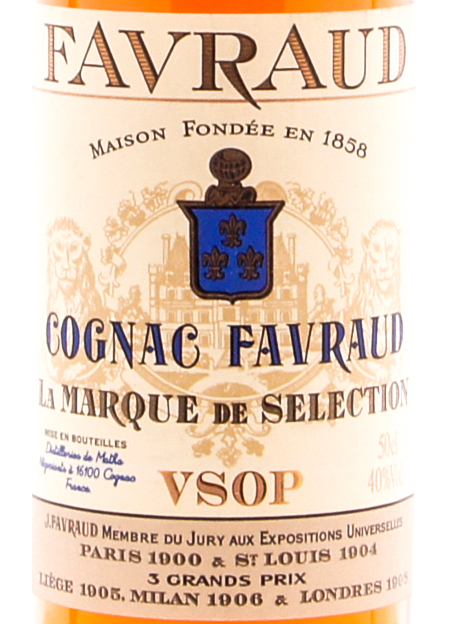 Этикетка Фавро VSOP круглая бутылка креп. 40% 0.5л.