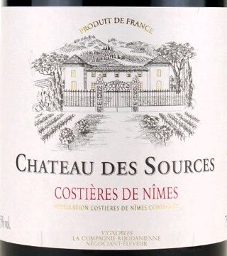 Этикетка ВИНО выдержанное  Шато де Сурс. Костьер де Ним 2018г  сухое красное креп 14% , емк  0.75л.
