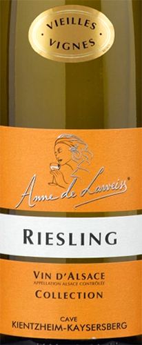 Этикетка ВИНО сортовое выдержанное "Эльзас Коллексьон Анна де Лавейс Рислинг"  2018г сухое белое  креп 12%, емк .75л.