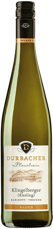 ВИНО сортовое ординарное "Дюрбахер Баден Плауэльрайн Кабинет Рислинг" сухое белое креп 12,5%, емк  0.75л.