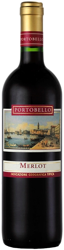 ВИНО сортовое ординарное "Портобелло Мерло Тревенеция" 2021г полусладкое красное креп 11,5%, емк  0.75л.