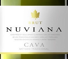 Этикетка Кава Нувиана Брют игристое выдерж брют белое 0.75л.