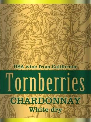 Этикетка ВИНО столовое Торнберрис Шардоне 2018г  сухое белое креп. 13%, емк 0.75л.  