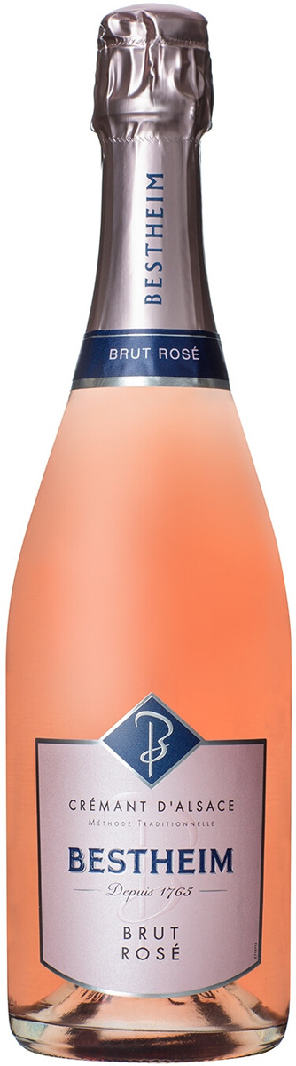 Игристое вино выдержанное "Креман д' Эльзас Бестхайм Брют Розе" 2018г  брют розовое креп 12,5%, емк  0,75л