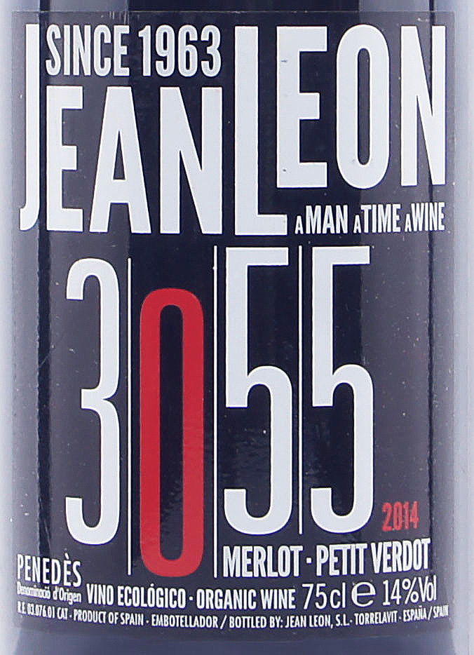 Этикетка Мерло Пти Вердо 3055 Жан Леон 2014 г красное сухое 0,75 л.