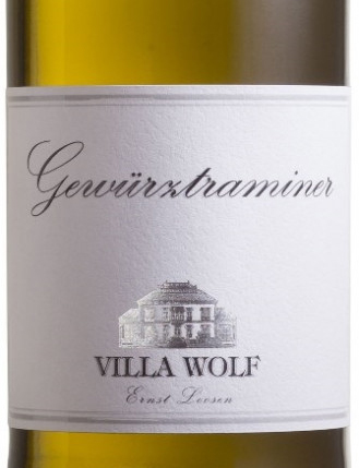 Этикетка Вилла Вольф Гевюрцтраминер Квалитетсвайн 2016 0.75л. белое 11.5% полусладкое