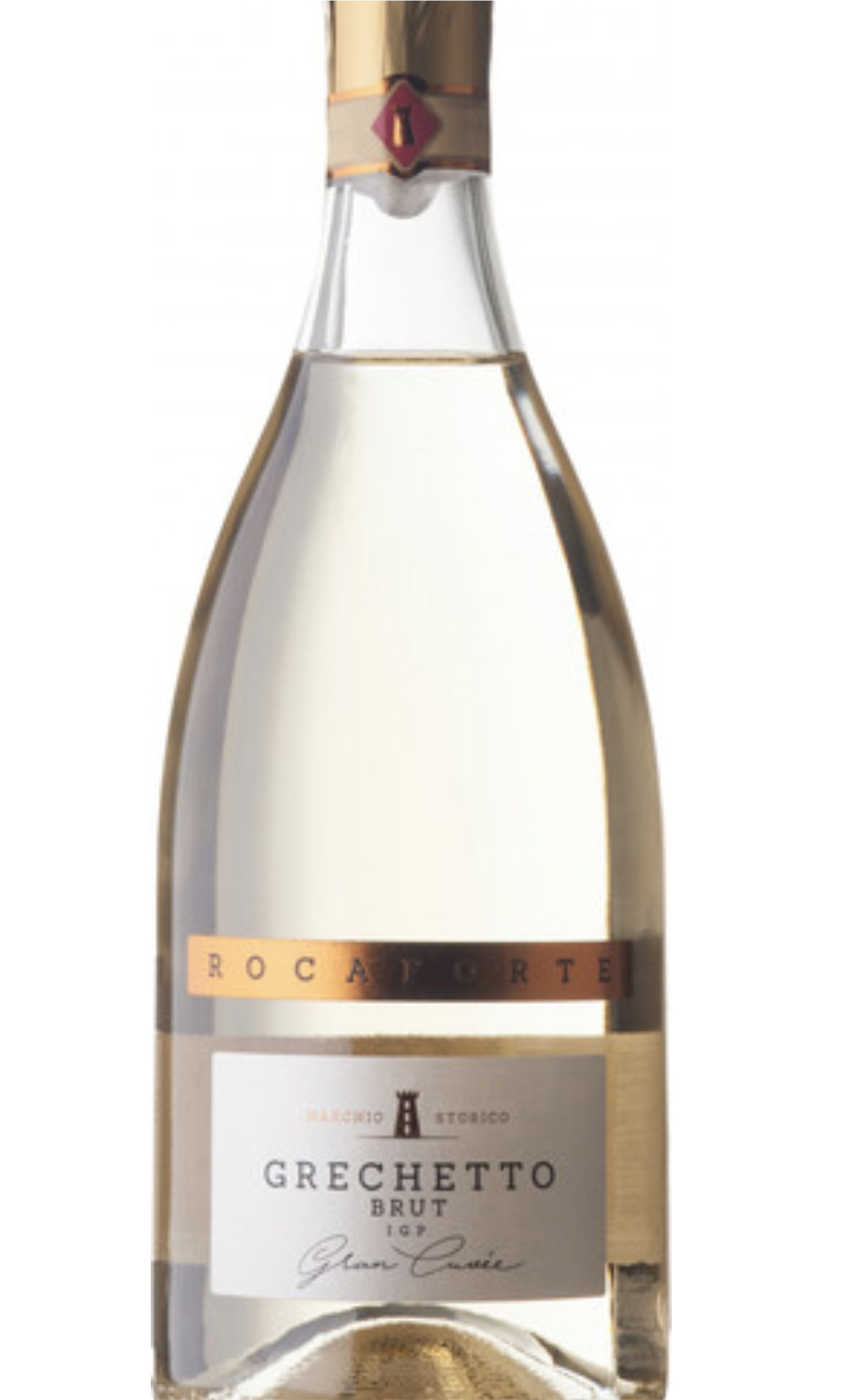Этикетка Игристое вино Рокафорте Грекетто, белое брют, 0.75 л
