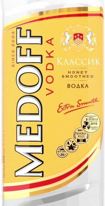 Этикетка Водка "МЕДОФФ КЛАССИК креп 40%, емк 0,5 л.