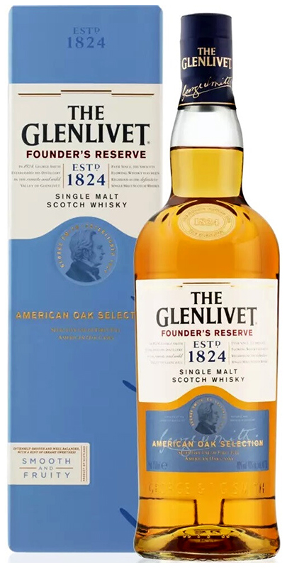 Виски шотландский односолодовый торговый знак "The Glenlivet" - "Гленливет Фаундерс Резерв" креп 40%, емк 0,5л п/у