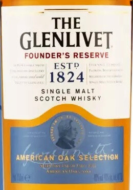 Этикетка Виски шотландский односолодовый торговый знак "The Glenlivet" - "Гленливет Фаундерс Резерв" креп 40%, емк 0,5л п/у