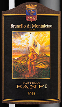 Этикетка Вино марочное сухое красное "Брунелло ди Монтальчино" 2015г креп 14,5%, емк 0,75л