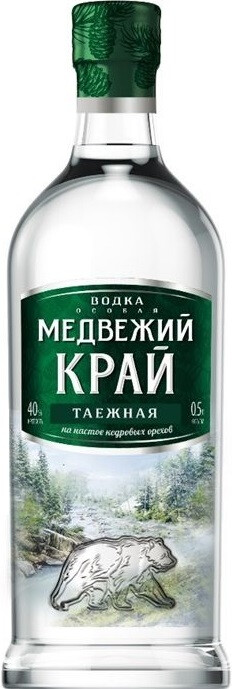 Водка особая "МЕДВЕЖИЙ КРАЙ ТАЁЖНАЯ" креп 40%, емк  0,5 л
