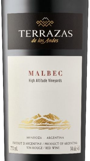 Этикетка Террасас де лос Андес Мальбек (Мендоса) сухое красное 2016 сод. эт. сп. 14% 0.75л.