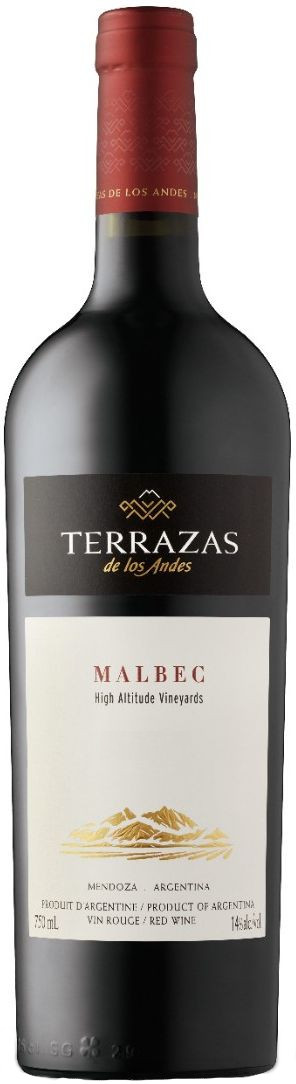 Террасас де лос Андес Мальбек (Мендоса) сухое красное 2016 сод. эт. сп. 14% 0.75л.