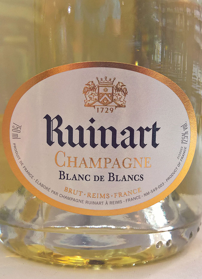 Этикетка Шампанское Рюинар Блан де Блан, белое брют, 0.75 л