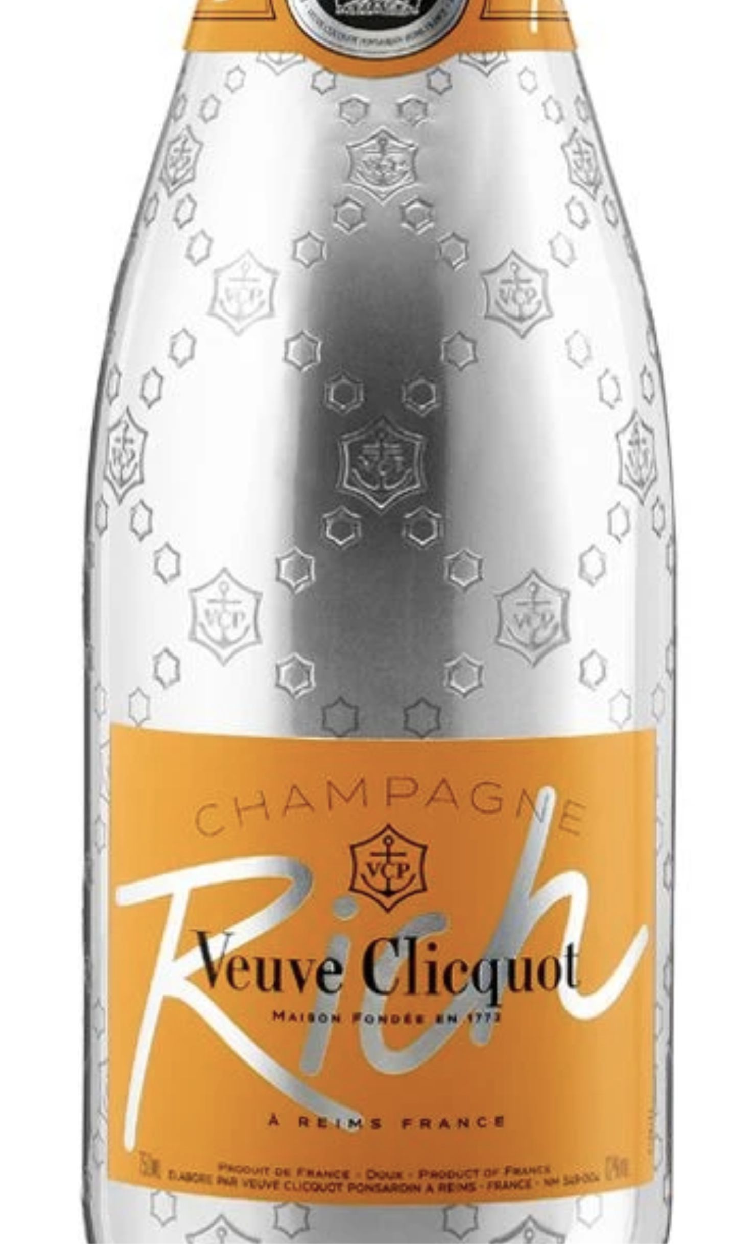 Этикетка Шампанское Вдова Клико "Рич", белое сладкое, 0.75 л