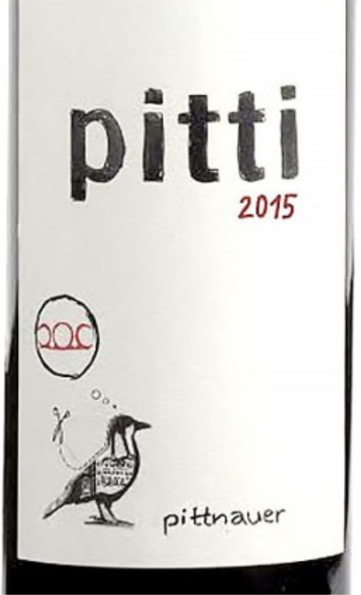 Этикетка Питти Питтнауэр 2015 г. красное сухое 0,75 л.