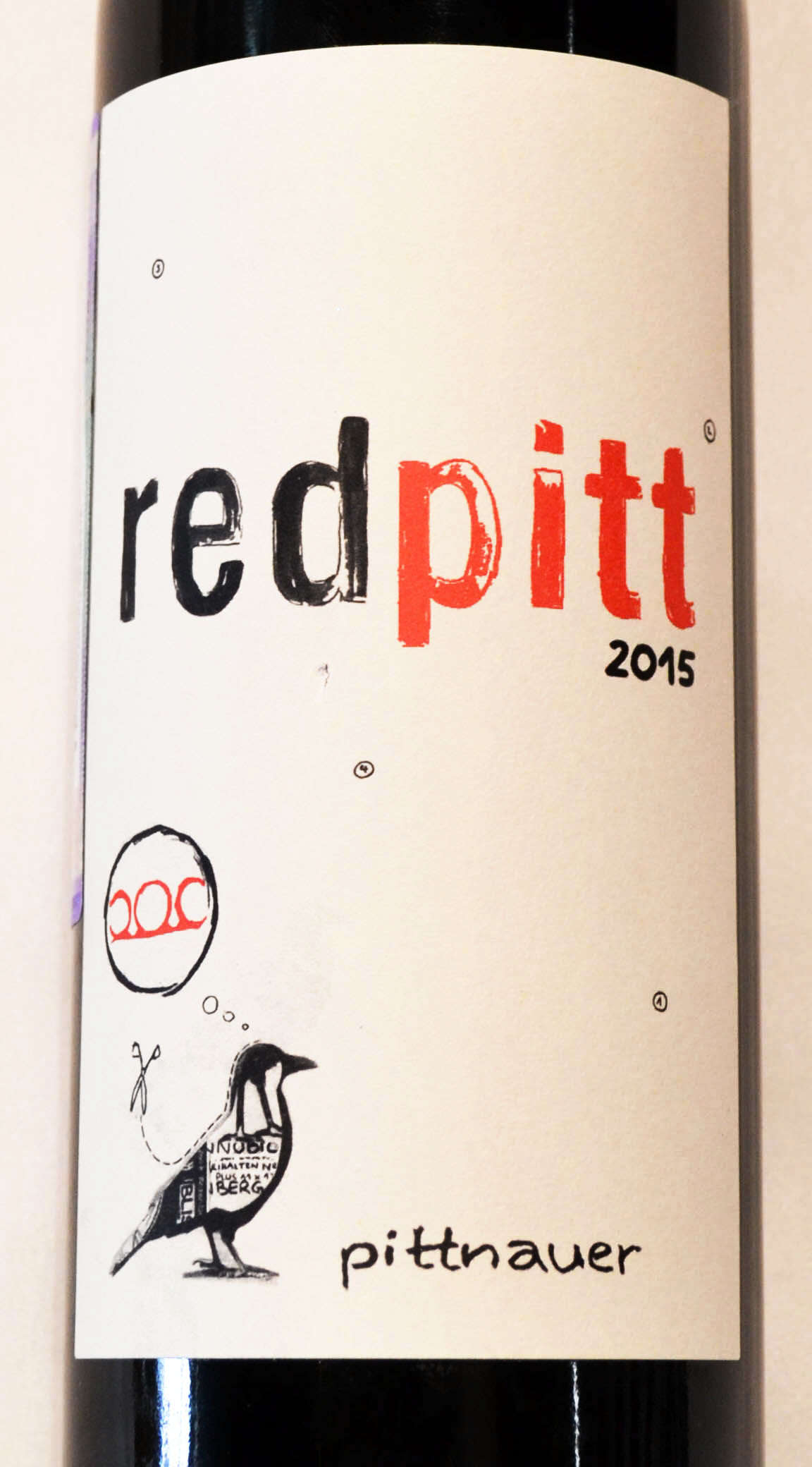 Этикетка Ред Питт Питтнауэр 2015 г. красное сухое 0,75 л